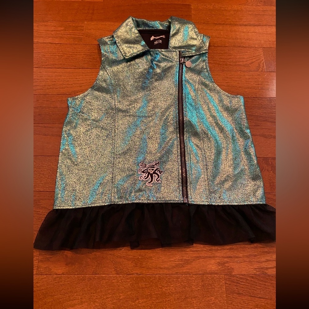 Disney Descendants 3 Teal Blue Green Uma Vest Black Ruffle Girls XXL 18